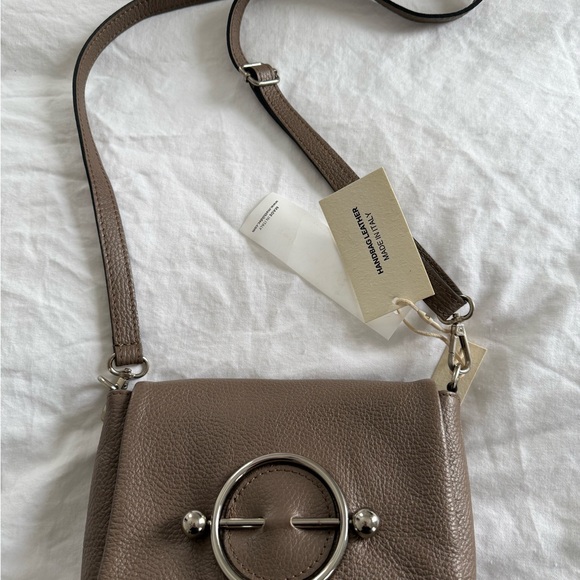 Mathilde C Taupe Italian Leather Crossbody Bag - Picture 2 of 6